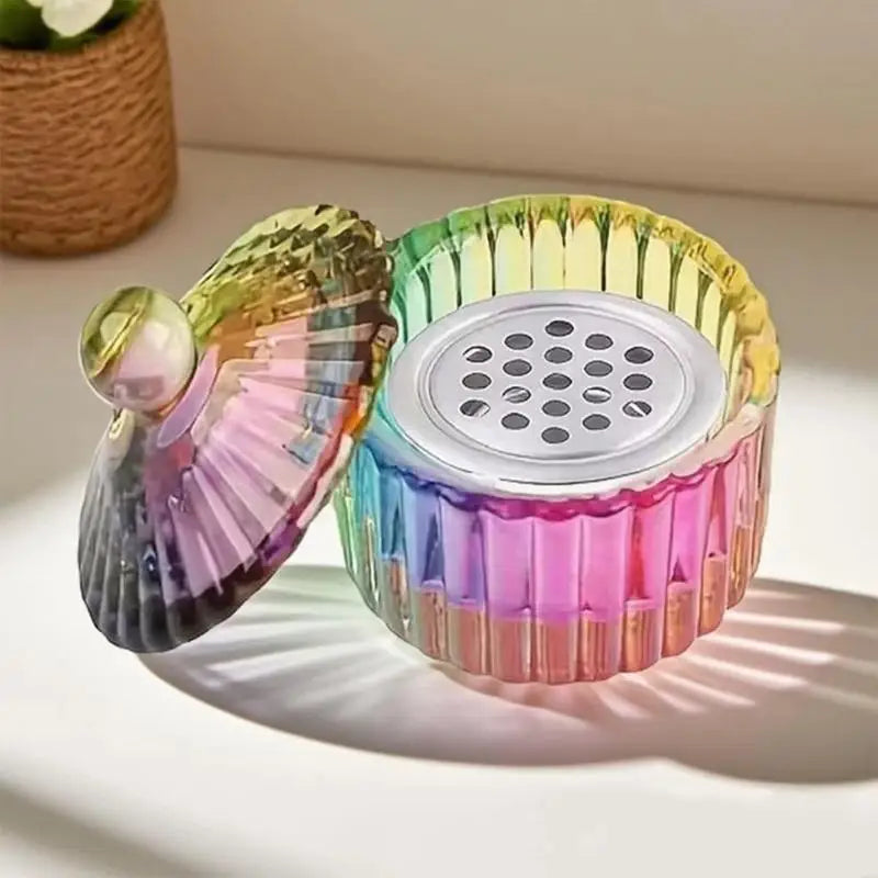 Color Crystal Glass Dish Acrylic Powder Liquid Holder Container Shape Nail Lid Cup Bowl Manicure Accessories Peaceful Pleasures Health and Wellness