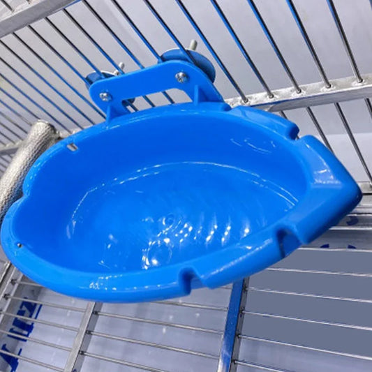 Parrot Bird Bath Tray – Blue Cage Bathtub & Food Dish | PP Plastic Bird Bath Tray Peaceful Pleasures Health and Wellness