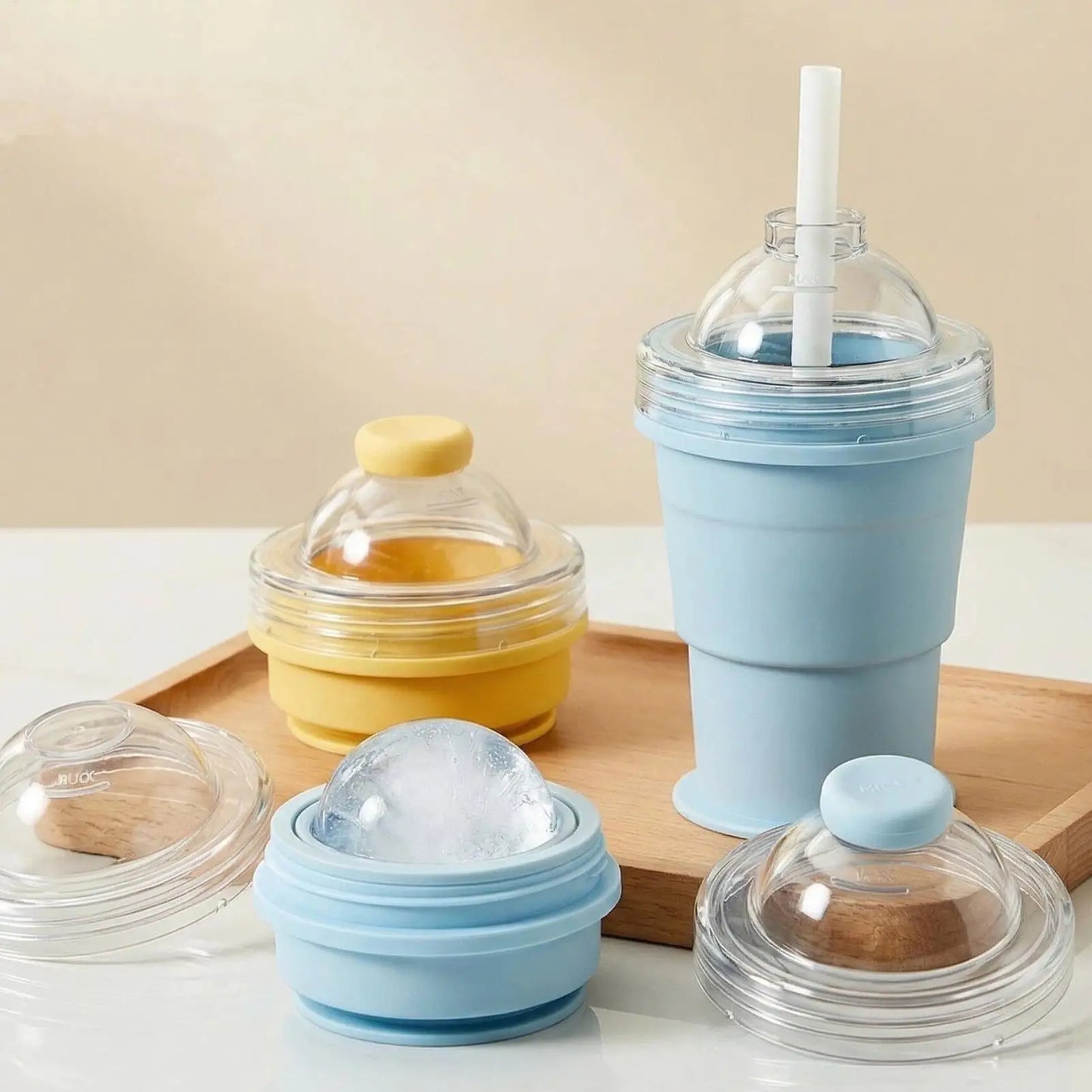 2-in-1 Foldable Silicone Ice Ball Maker Cup | Portable Mold