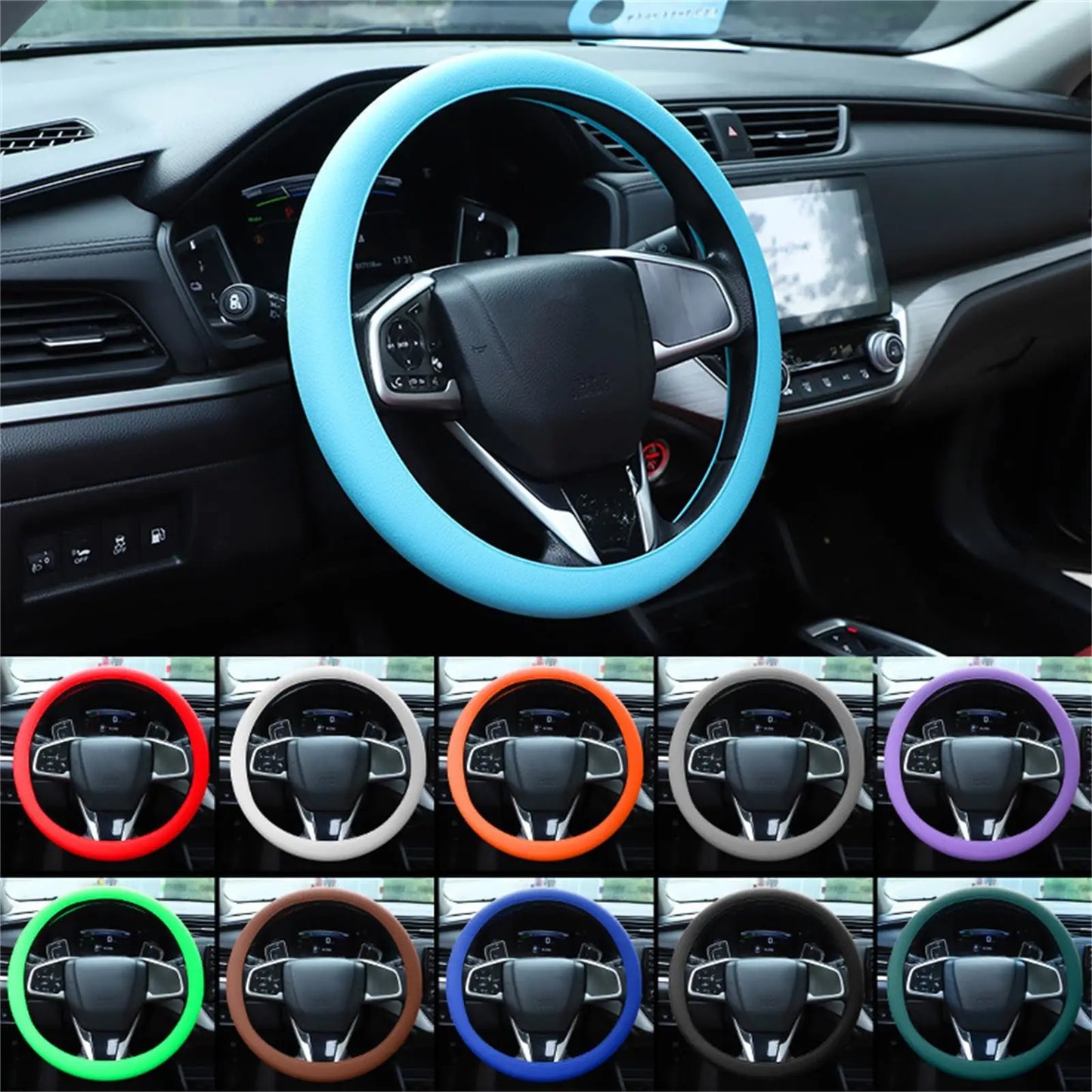1pc Anti-Slip Silicone Steering Wheel Cover - Universal Fit, Soft & Odorless Fits 14''/15''/16'' Wheels, Durable & All-Season Peaceful Pleasures Health and Wellness