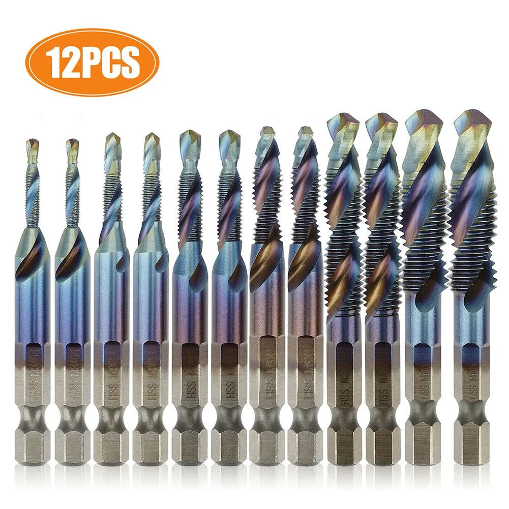 1 4 HSS Hex Shank Titanium Plated Screw Thread Drill Bits M3 M10 Taps