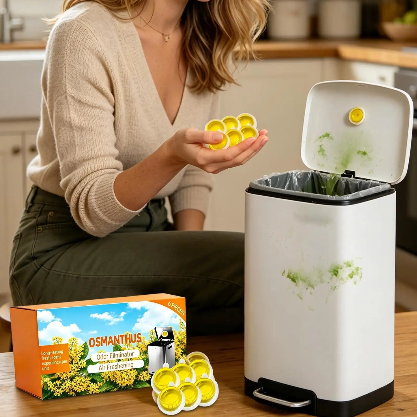 6pcs Long Lasting Scented Garbage Can Freshener Gel Trash Odor Eliminator For Kitchen Bathroom Toilet Closet Home Apartment Peaceful Pleasures Health and Wellness
