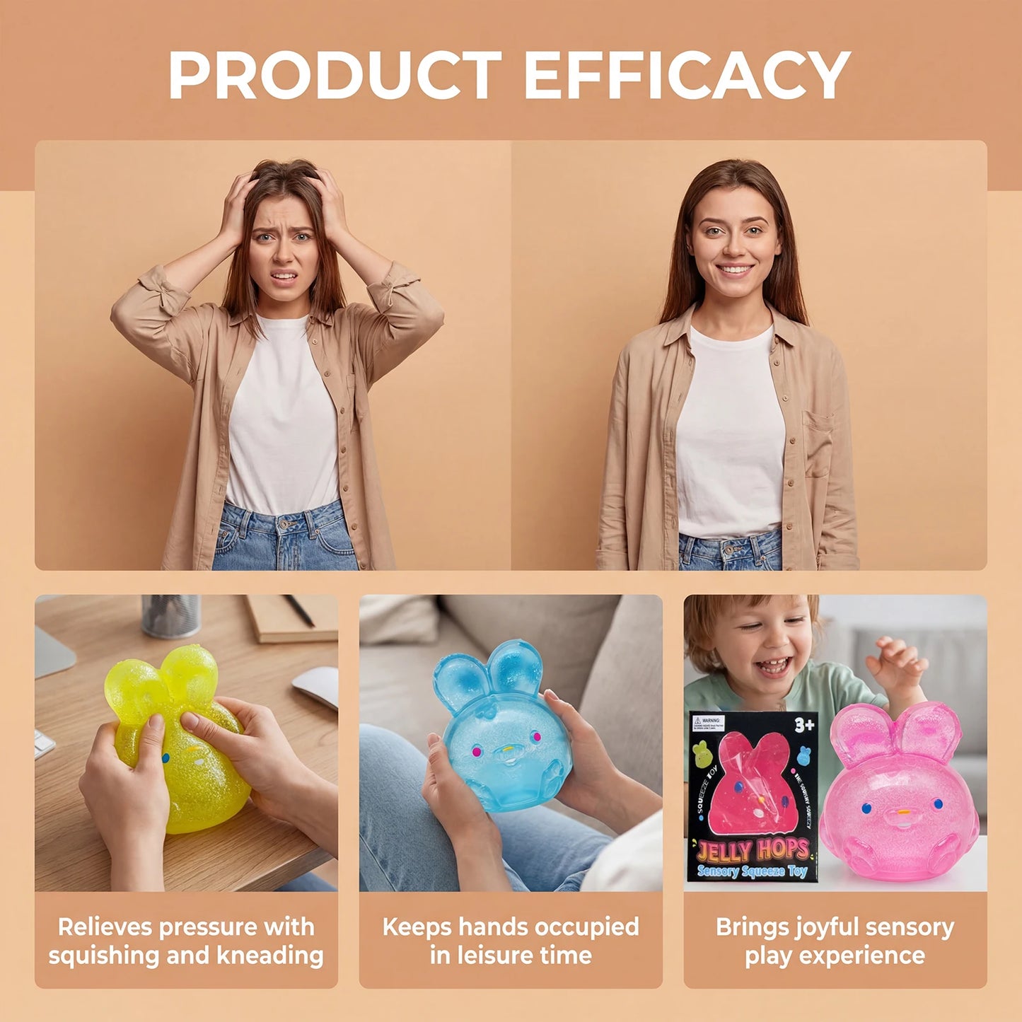 Cute Rabbit Squishy Slow Rising Squeeze Fidget Toy | TPR