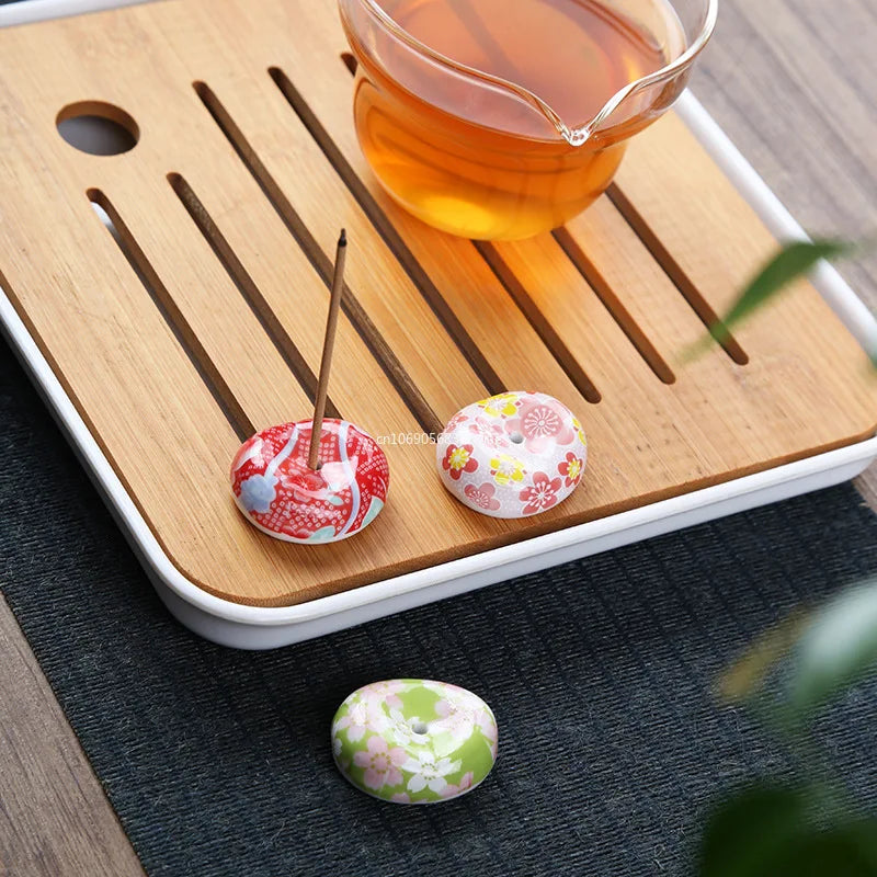 Cherry Blossom Incense Burner Home Ceramic Decor Stick Holder Aromatherapy Censer Office Teahouse Ornament Home Decor 방향제 Peaceful Pleasures Health and Wellness