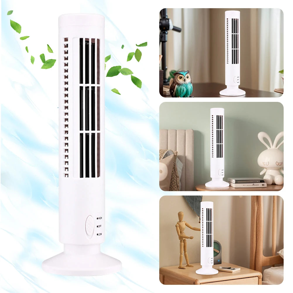 Mini Bladeless Tower Fan – USB Portable Standing Air Cooling Fan Peaceful Pleasures Health and Wellness