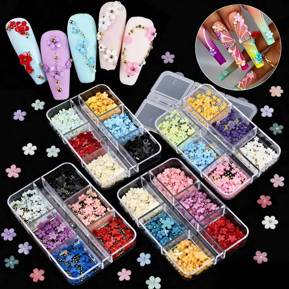 3D Acrylic Flower Nail Charms for Nail Art, Cute Colorful Floral Nail Charms with Caviar Beads & Flatback Pearls DIY Nail Decor Peaceful Pleasures Health and Wellness