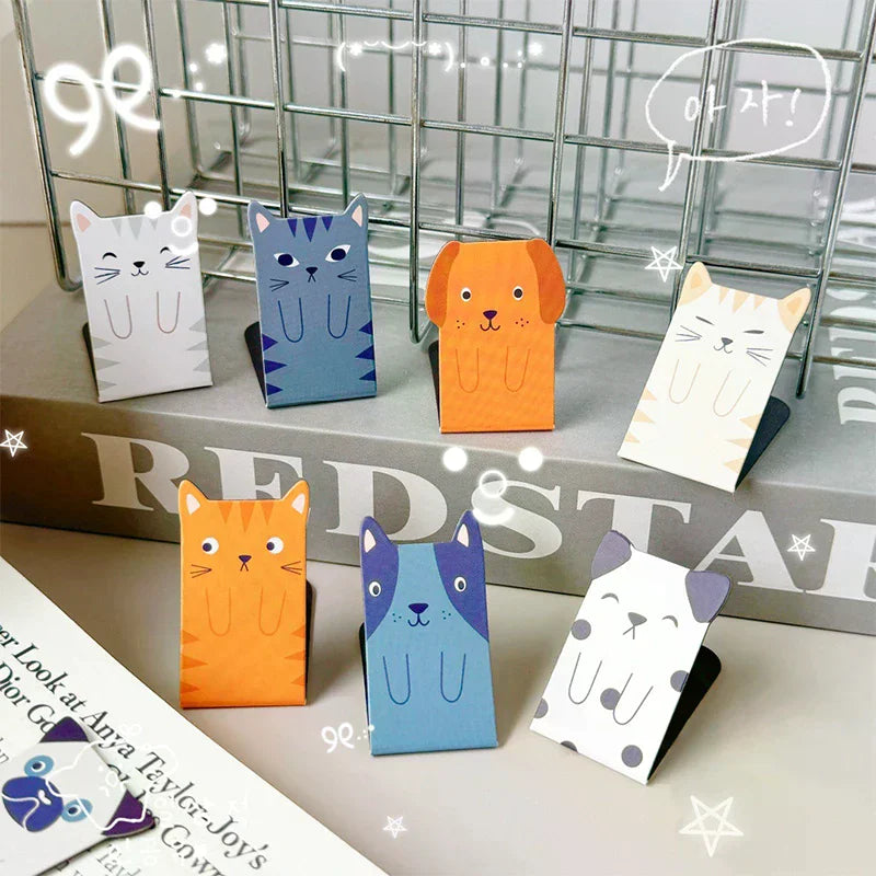 4-Pack Cute Animal Magnetic Bookmarks – Dog & Cat Cartoon