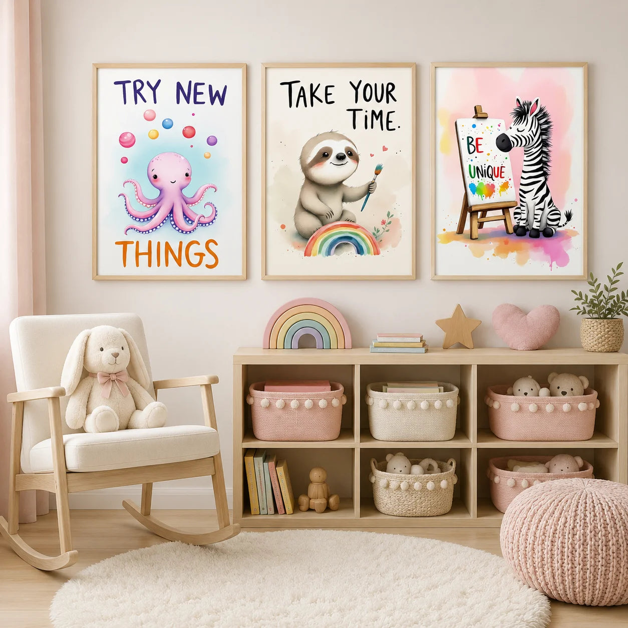 Nordic Animal Nursery Canvas Wall Art – Kids Room Decor Nursery Canvas Print Peaceful Pleasures Health and Wellness
