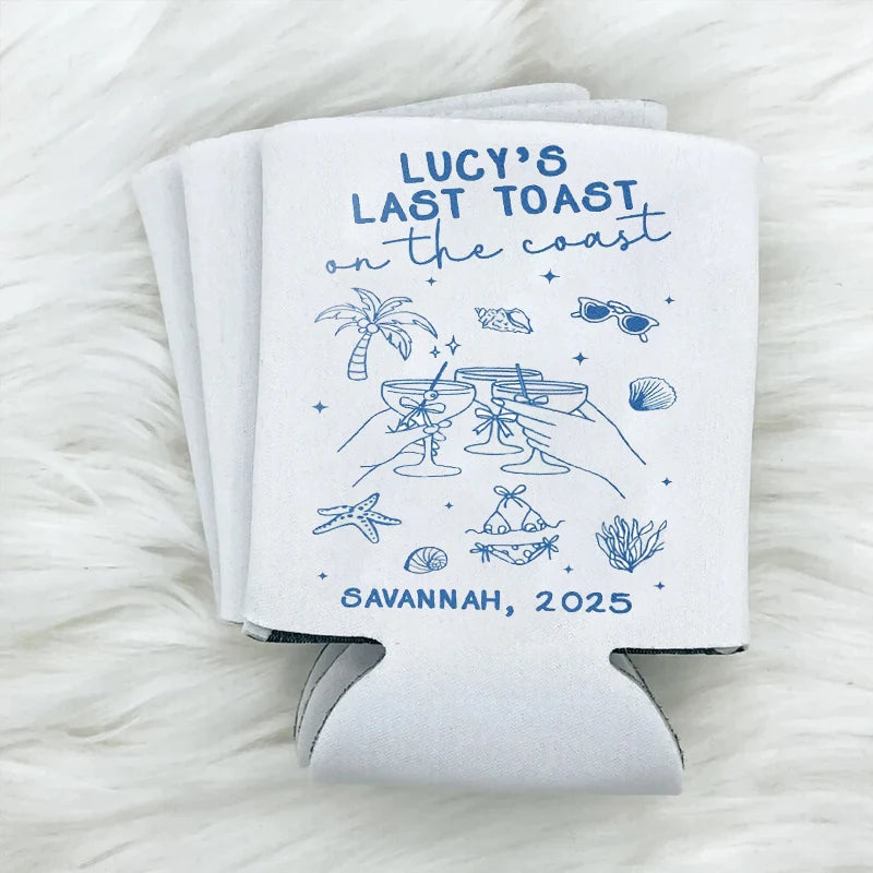 Last Toast on The Coast Bachelorette Can Coolers – 10pcs Bachelorette Party Favors Peaceful Pleasures Health and Wellness