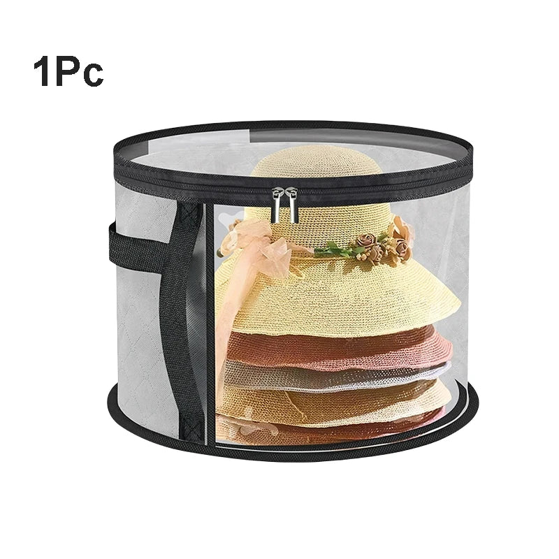 Large Round Foldable Hat Box for Travel & Closet Storage
