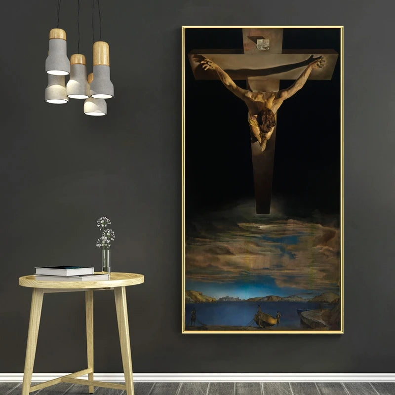 Salvador Dali The Christ Giclee Oil Paintings on The Wall Posters and Print Wall Hanging Pictures for Home Living Room Decor Peaceful Pleasures Health and Wellness