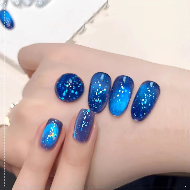 Deep Sea Blue Cat Eye Gel Polish | Bubbly Magnetic Shimmer Nail