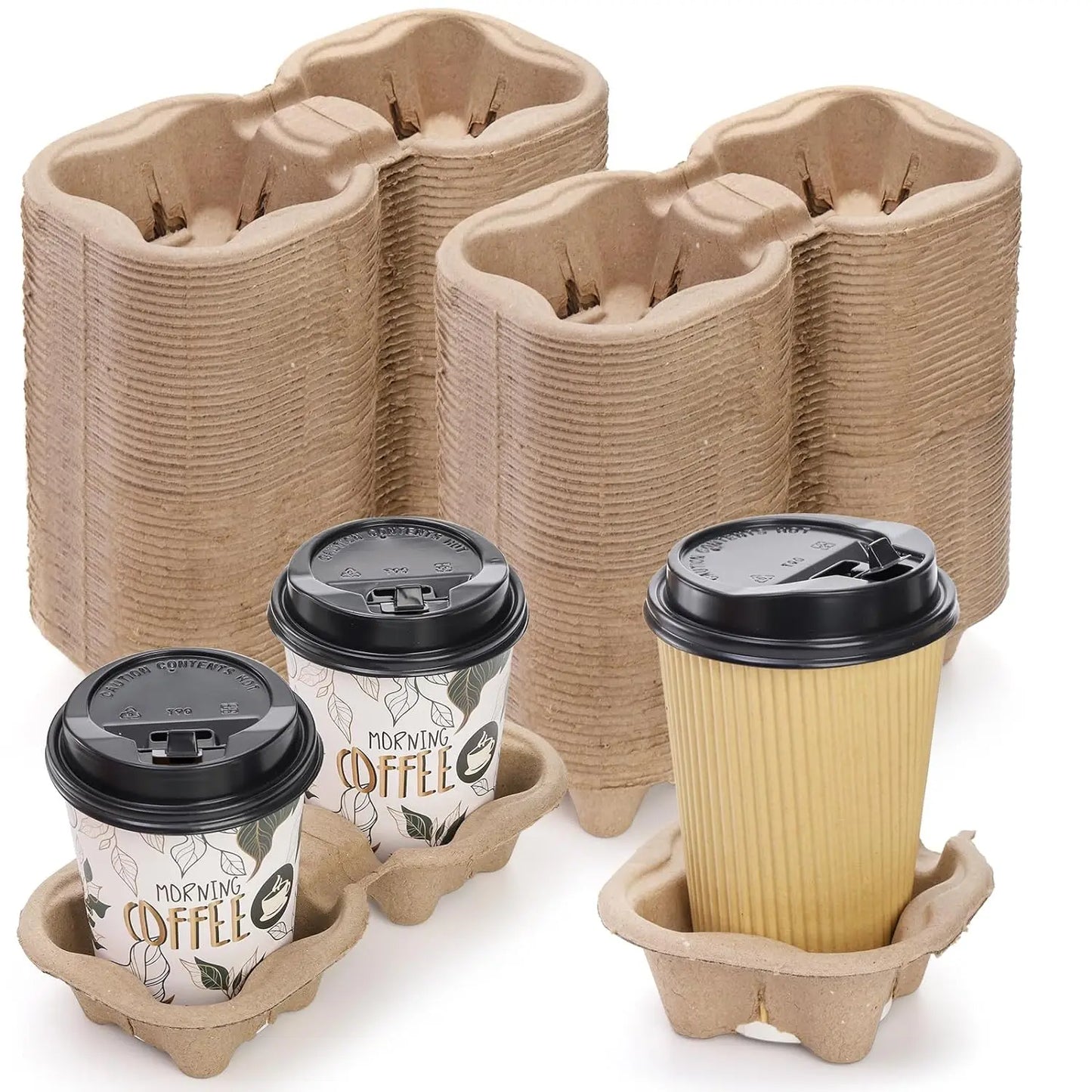 80 or 40PCS for one Pack Coffee Cup Holder Made of Pulp Paper for Takeaway Drinks Package for Coffee Shop Wholesale Drops Ship Peaceful Pleasures Health and Wellness