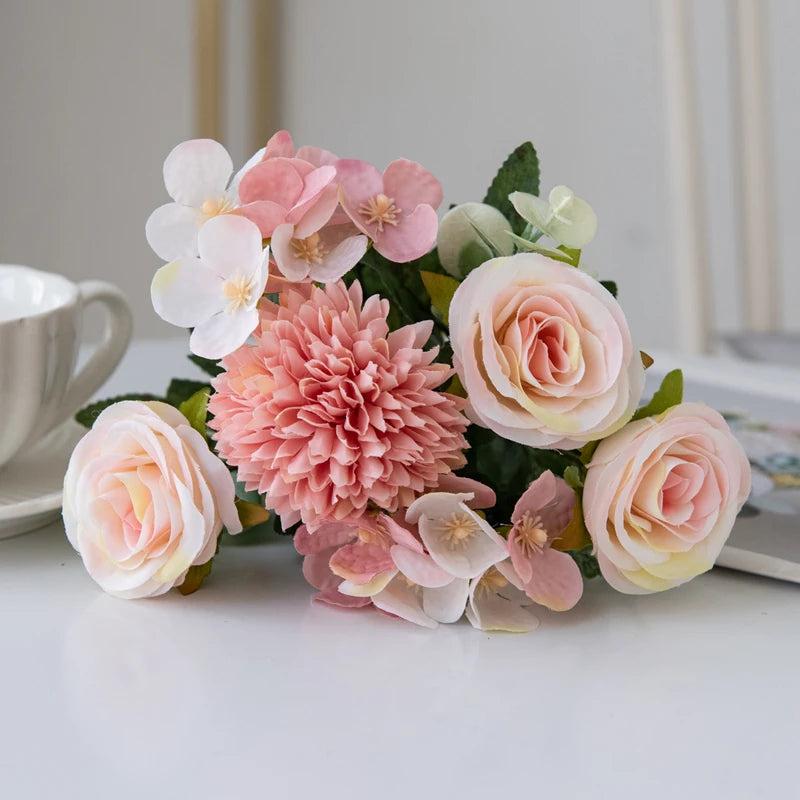 Silk Rose & Chrysanthemum Artificial Bouquet | Wedding & Decor