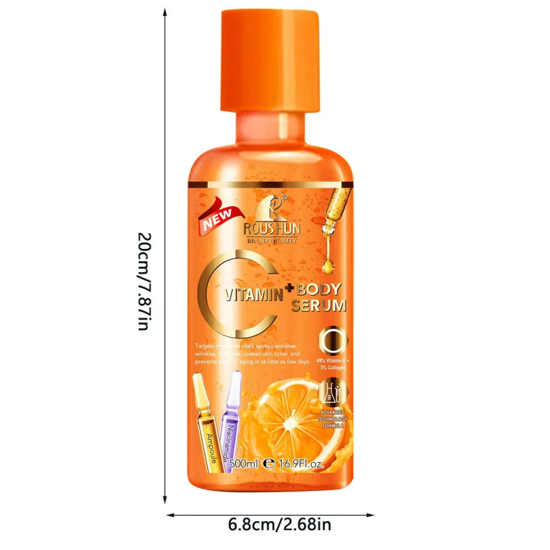 500ml ROUSHUN Vitamin C Body Serum Skin Care Essence Moisturizing and Nourishing Large Capacity for Full Body Use Peaceful Pleasures Health and Wellness