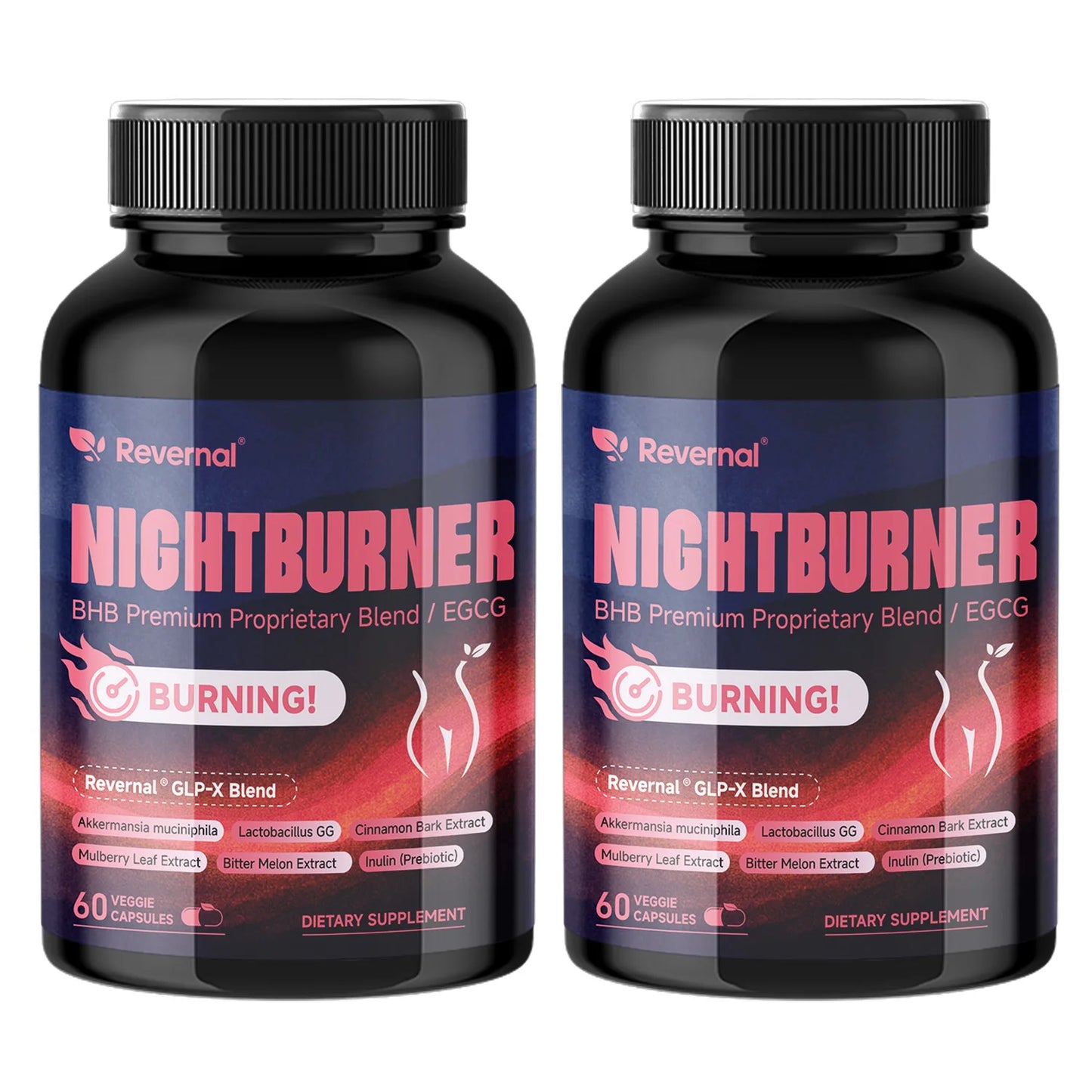 Night Time Burner Capsules – BHB, Green Tea, Apple Cider Vinegar Peaceful Pleasures Health and Wellness 2 bottles United States