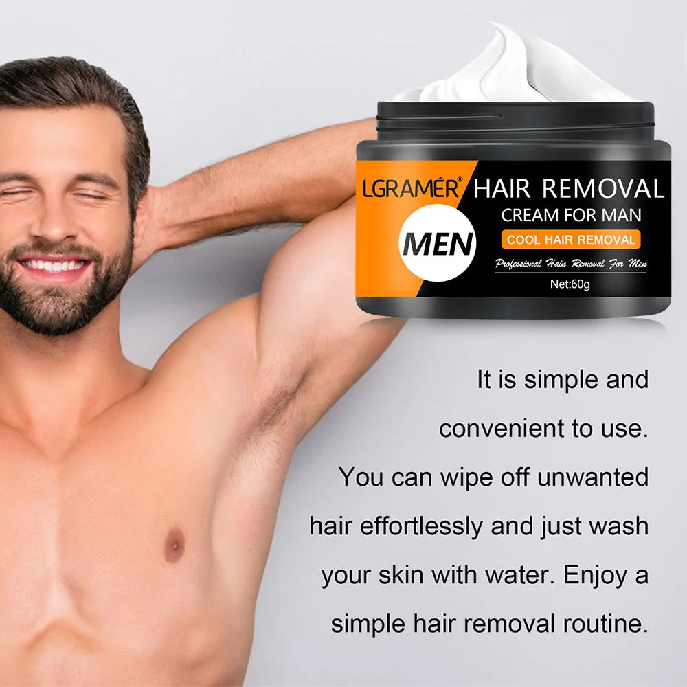 LGRAMER Men's Painless Hair Removal Cream | Legs Arms Armpits