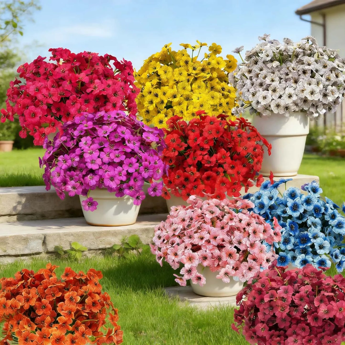 UV Resistant Silk Artificial Flowers 9/10 PCS – Faux Blooms