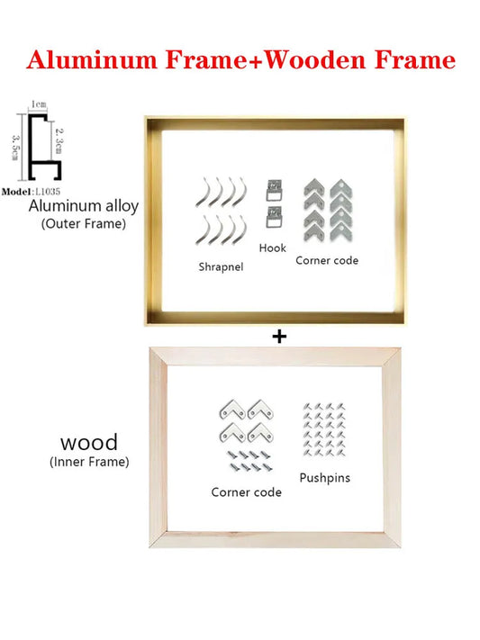 Aluminum Alloy and Wood Frame, Modern Metal Canvas Digital Oil Painting Diamond Frame Peaceful Pleasures Health and Wellness