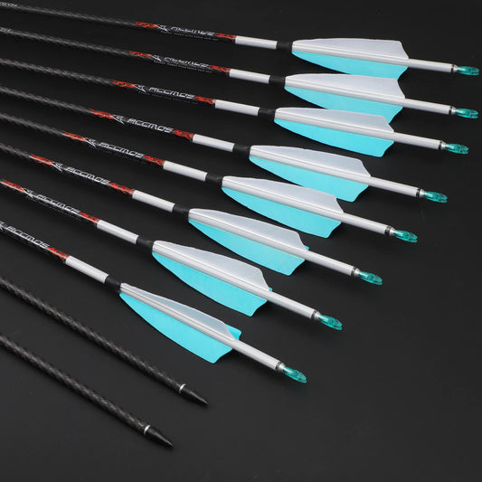 6 12 ACCMOS 3K Carbon Fiber Archery Arrows ID6 White Natural Feathers Peaceful Pleasures Health and Wellness 6pc sp600 32in
