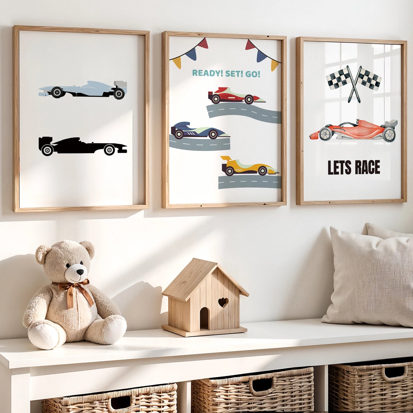 Cartoon Racing Sports Canvas Wall Art Print | Kids Room Decor