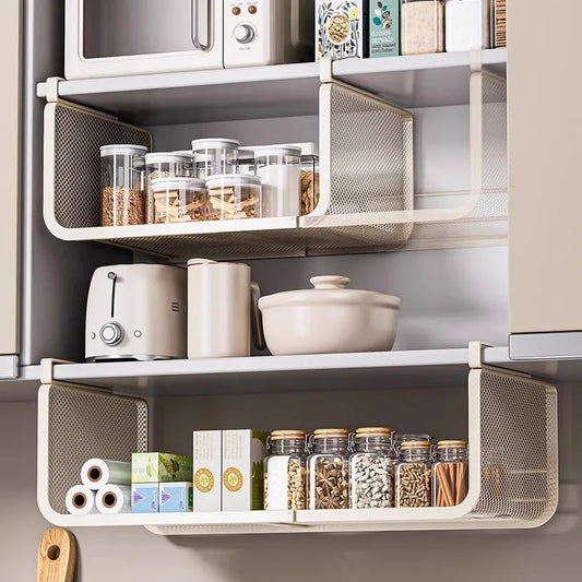 Telescopic Adjustable Multi Tier Kitchen Hanging Organizer for Cabinet Under Shelf Spice Condiment Storage Rack Ideal Kitchen Peaceful Pleasures Health and Wellness