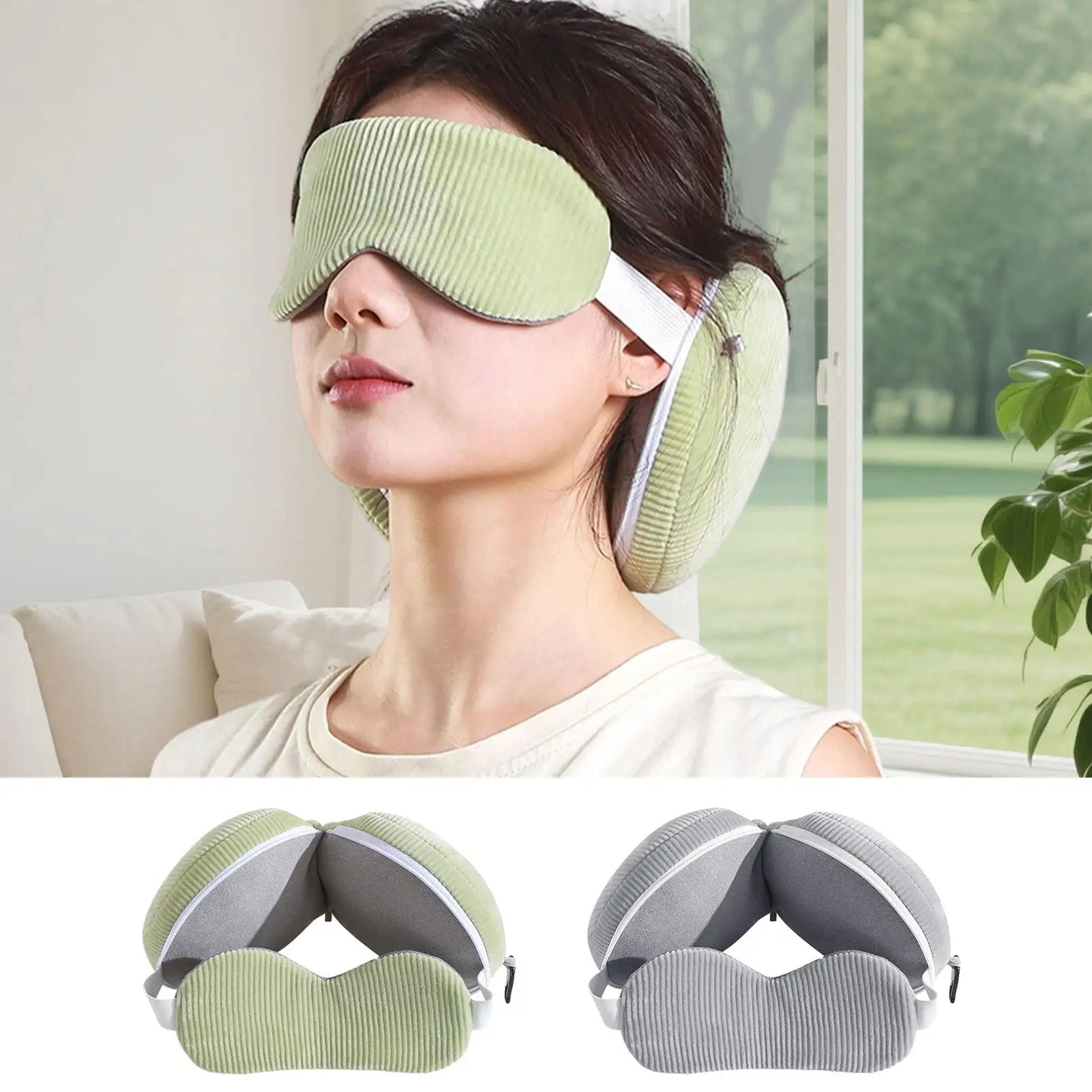 2-in-1 Travel Neck Pillow & Eye Mask – Foldable & Compact