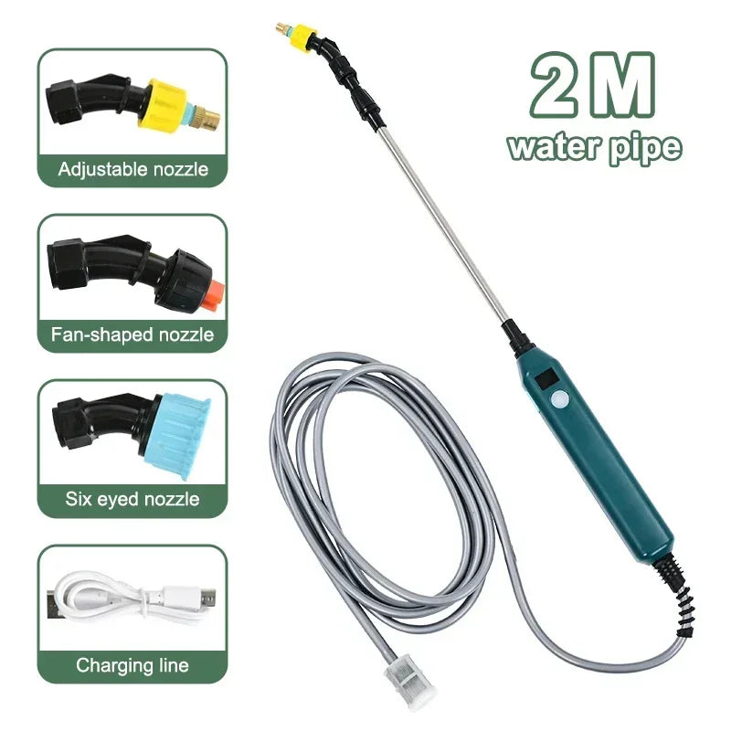 2400mAh High Pressure Electric Garden Sprayer Rechargeable Portable with 3 Adjustable Nozzles for Lawn Plants Irrigation Peaceful Pleasures Health and Wellness 2 meters