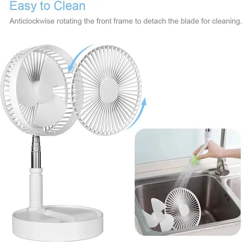 Foldable Table Fan Rechargeable Mini Folding Fan Cooling Portable Mini Electric Fan with 3 Speeds and Large Rechargeable Battery Peaceful Pleasures Health and Wellness