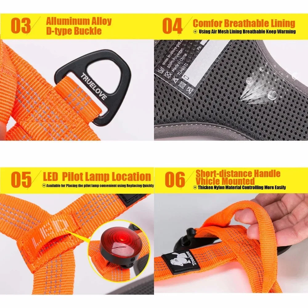 Truelove Dog Harness Reflective No Pull Small Medium Large Vest Quick Adjustbale Matching Leash Collar Training Running TLH6071 Peaceful Pleasures Health and Wellness