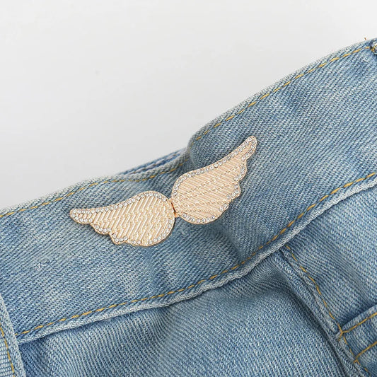 Butterfly Waist Buckle | No-Sew Metal Snap Button Adjuster Waistband Adjuster Peaceful Pleasures Health and Wellness gold wing