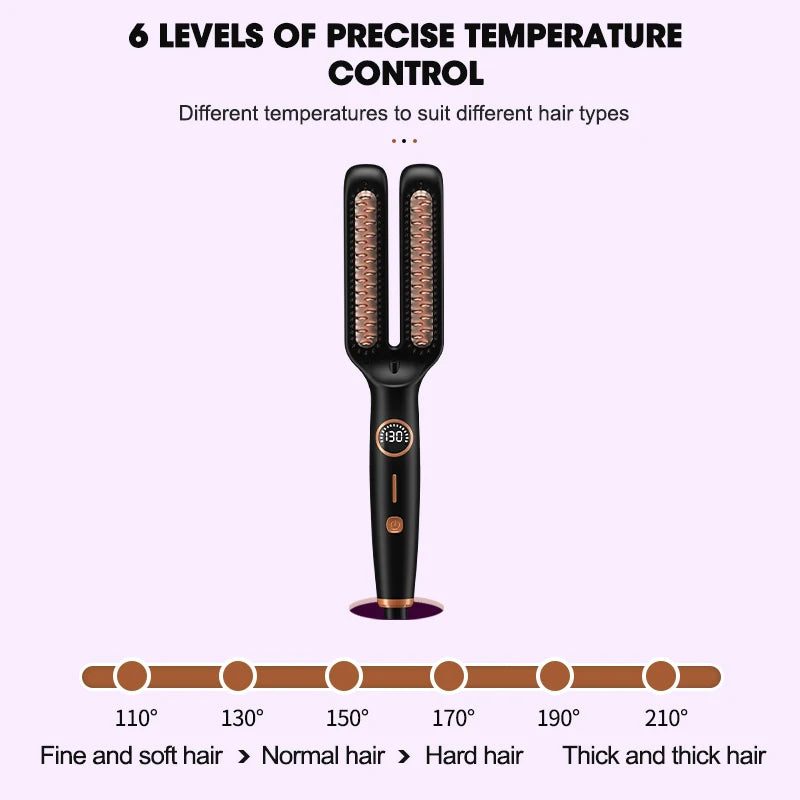 Hair Straightener Brush 2 In 1 Quick Heating Smoothing Brush Lcd Digital Anti Scalding One Step Hair Straightener Comb Peaceful Pleasures Health and Wellness