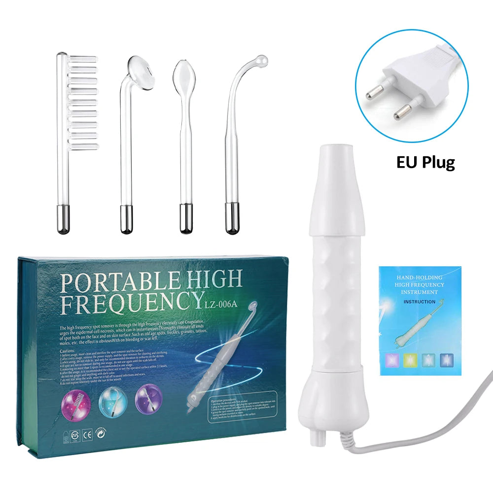 Electrotherapy Wand High Frequency Electrode Glass Tube Wand for Face Skin Tightening Machine Facial Acne Spot Wrinkles Remover Peaceful Pleasures Health and Wellness EU Plug