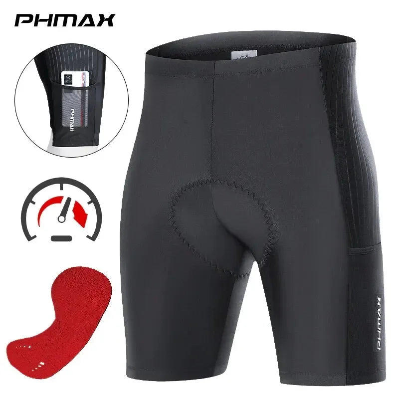 PHMAX Men's Cycling Shorts – 5D Gel Pad, MTB & Road Bike