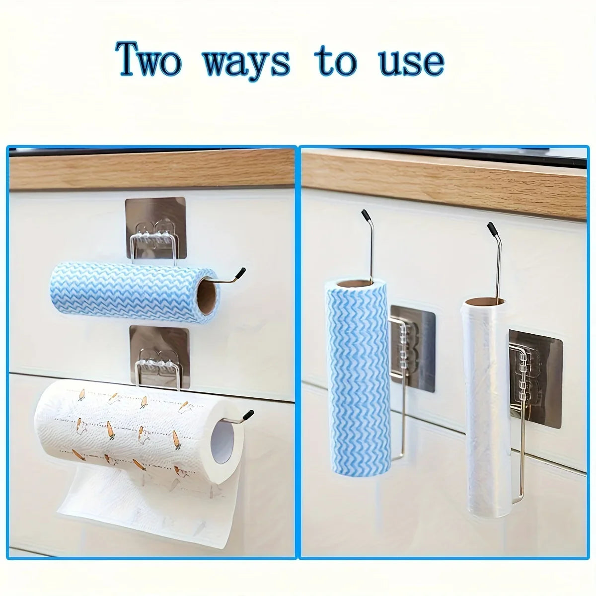 No-Drill Stainless Steel Paper Towel & Roll Holder Rack