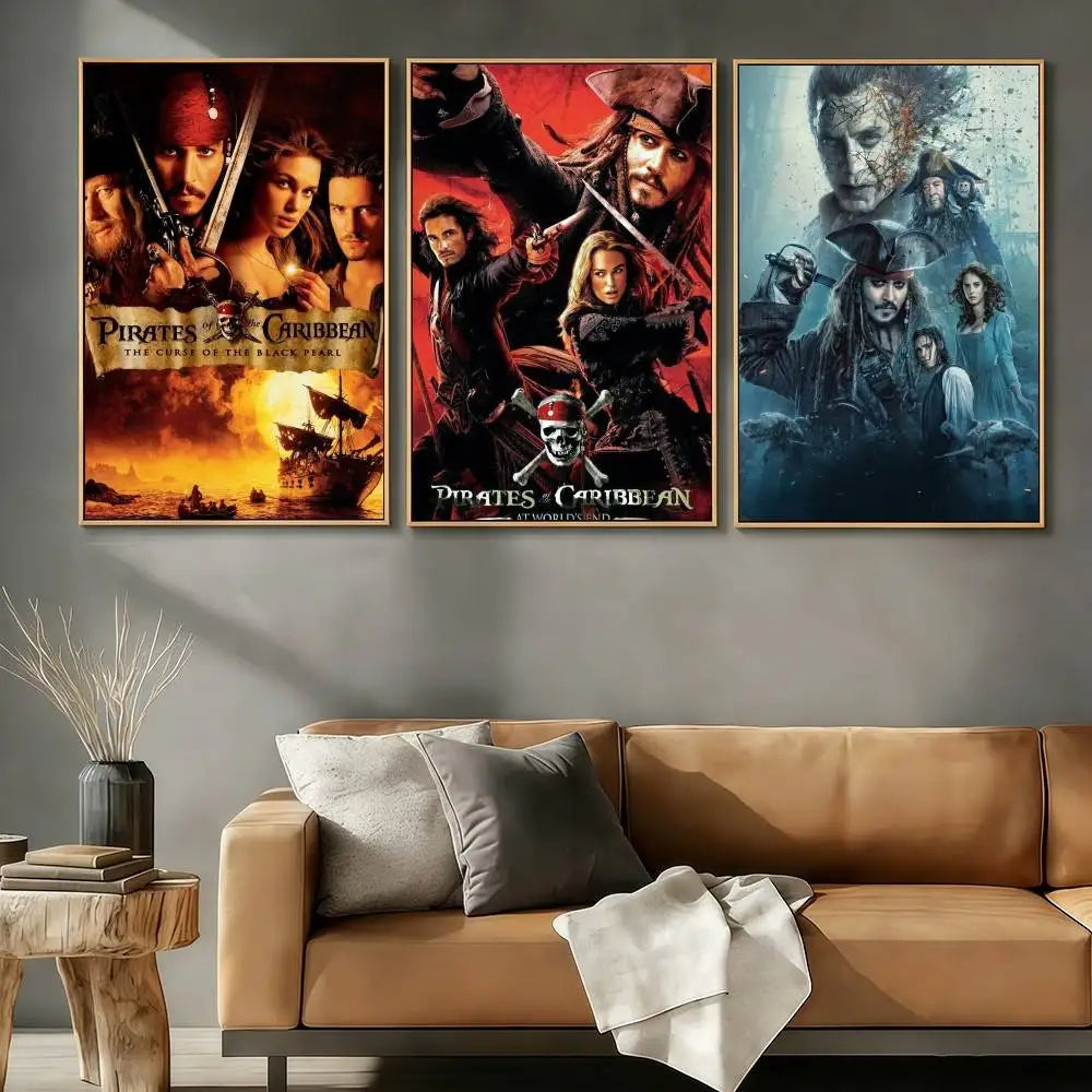 Pirates of the Caribbean Retro Canvas Wall Art Print | Unframed