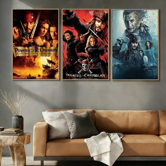 Pirates of the Caribbean Retro Canvas Wall Art Print | Unframed Canvas Wall Art Peaceful Pleasures Health and Wellness