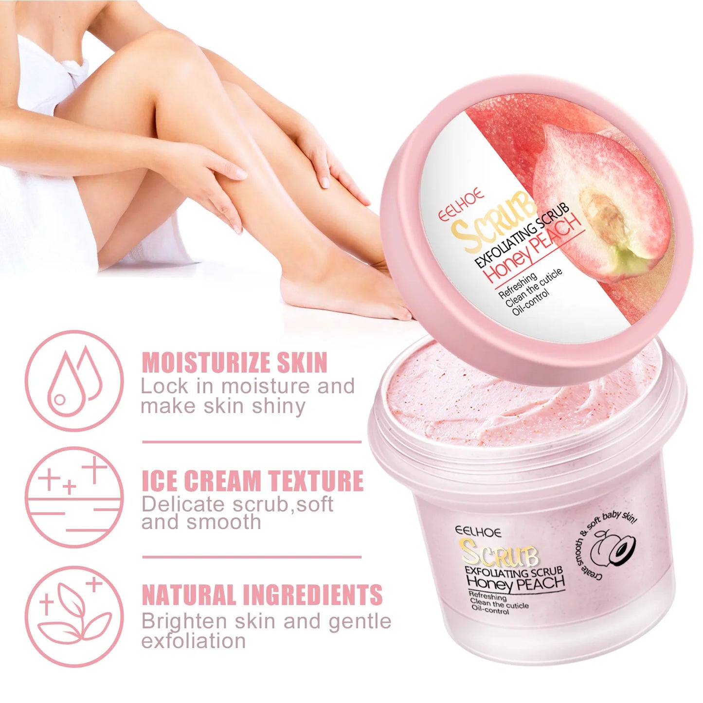 EELHOE Peach Exfoliating Scrub for Deep Cleaning Skin Peaceful Pleasures Health and Wellness