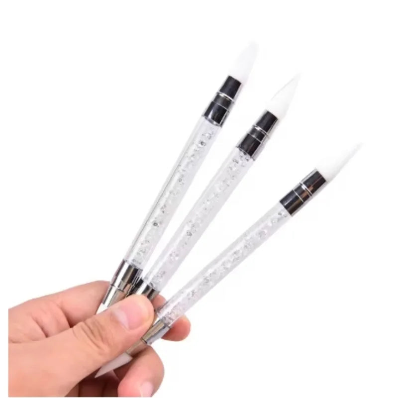 2pcs Double Head Silicone Nail Art Pen Carving Flower Sculpting Pen Adjustable Glue Stick Embossing Brush Professional Manicure Peaceful Pleasures Health and Wellness