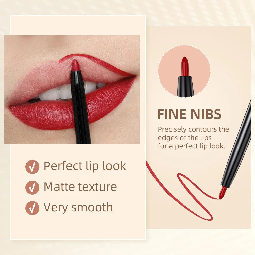 12-Piece Lip Liner Set - Long-Lasting, Waterproof, Nude Shades with Plant Squalane - Perfect Valentine's Day Gift for Her, Moist Peaceful Pleasures Health and Wellness