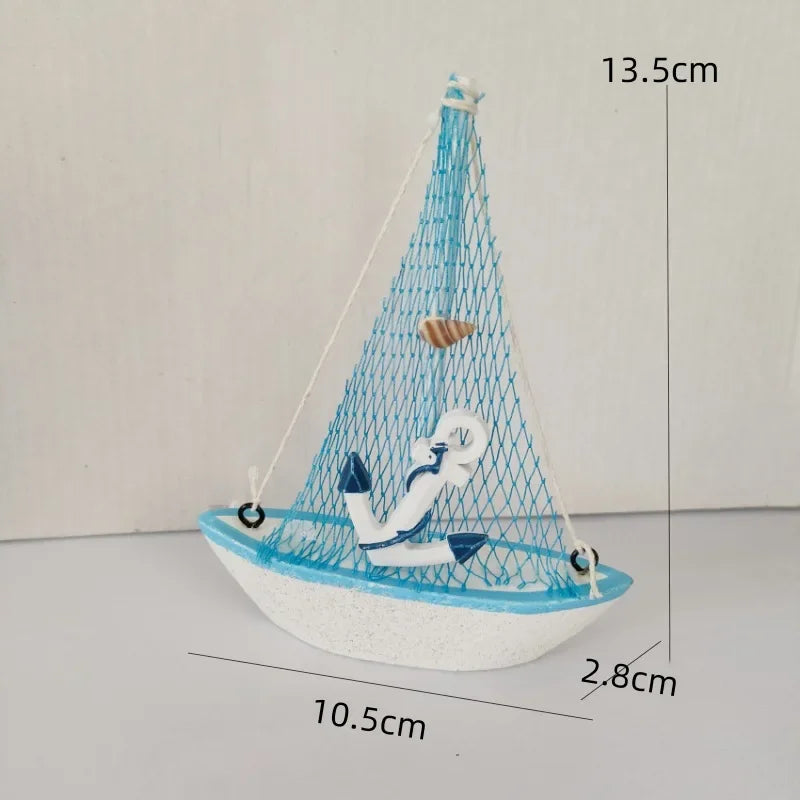 14CM Sailboat Model Wooden Sailing Boat Home Decoration Beach Nautical Design Navy Creative Sculpture Boat Model Crafts Nordic Peaceful Pleasures Health and Wellness type4