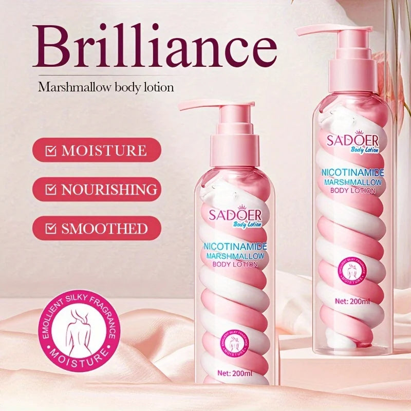 200ml(6.76fl.oz) Niacinamide Marshmallow Beauty Body Lotion, Moisturizing And Nourishing Skin, Restore Soft And Delicate, Moist Peaceful Pleasures Health and Wellness