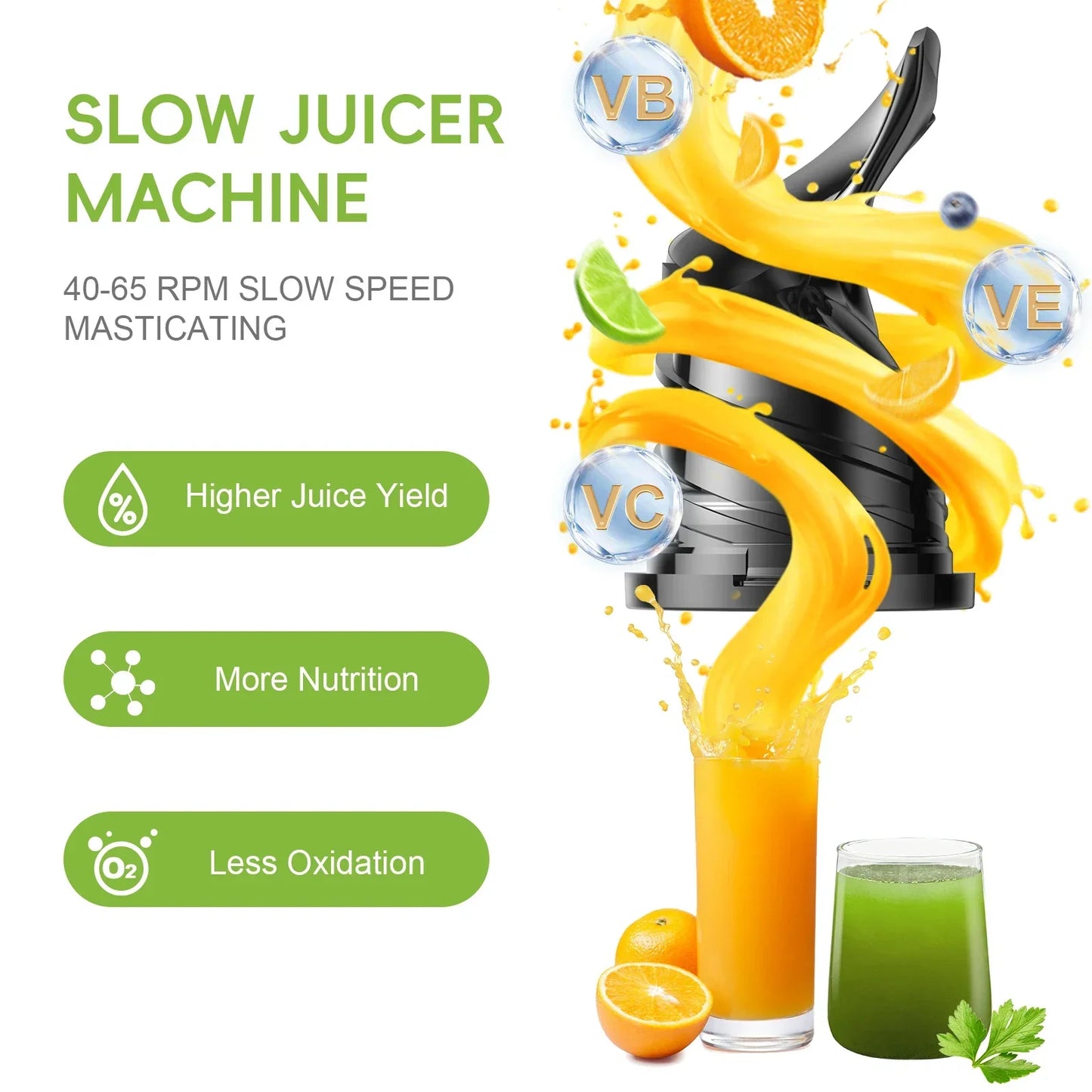 BioloMix Cold Press Juicer – 130mm Feed Chute, High Yield, BPA-Free Juicer BioloMix