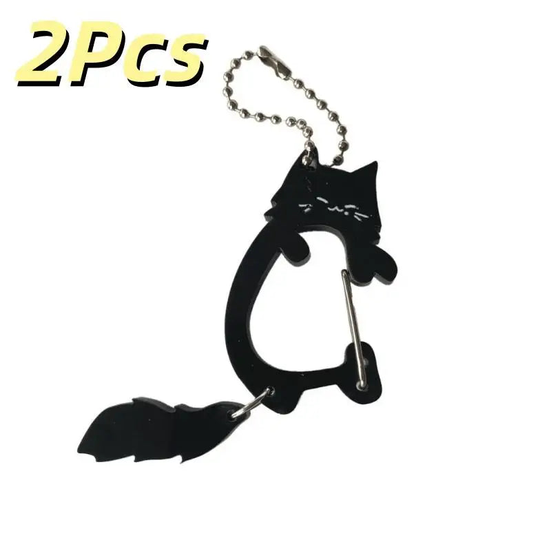 2-Pack Wagging Tail Cat Keychain | Cute Moving Pendant Carabiner