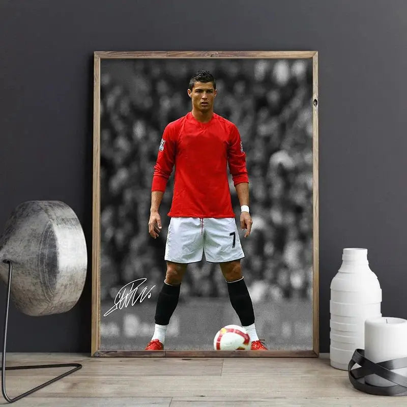Soccer Player Canvas Wall Art Print | Football Portrait Poster Canvas Wall Art Peaceful Pleasures Health and Wellness
