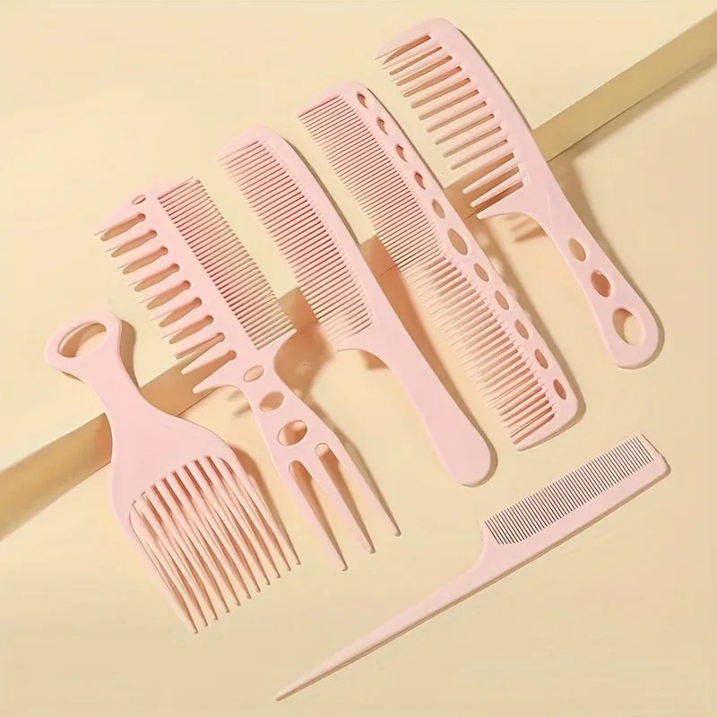 6-Piece Black Hair Comb & Brush Set – Salon Styling Kit