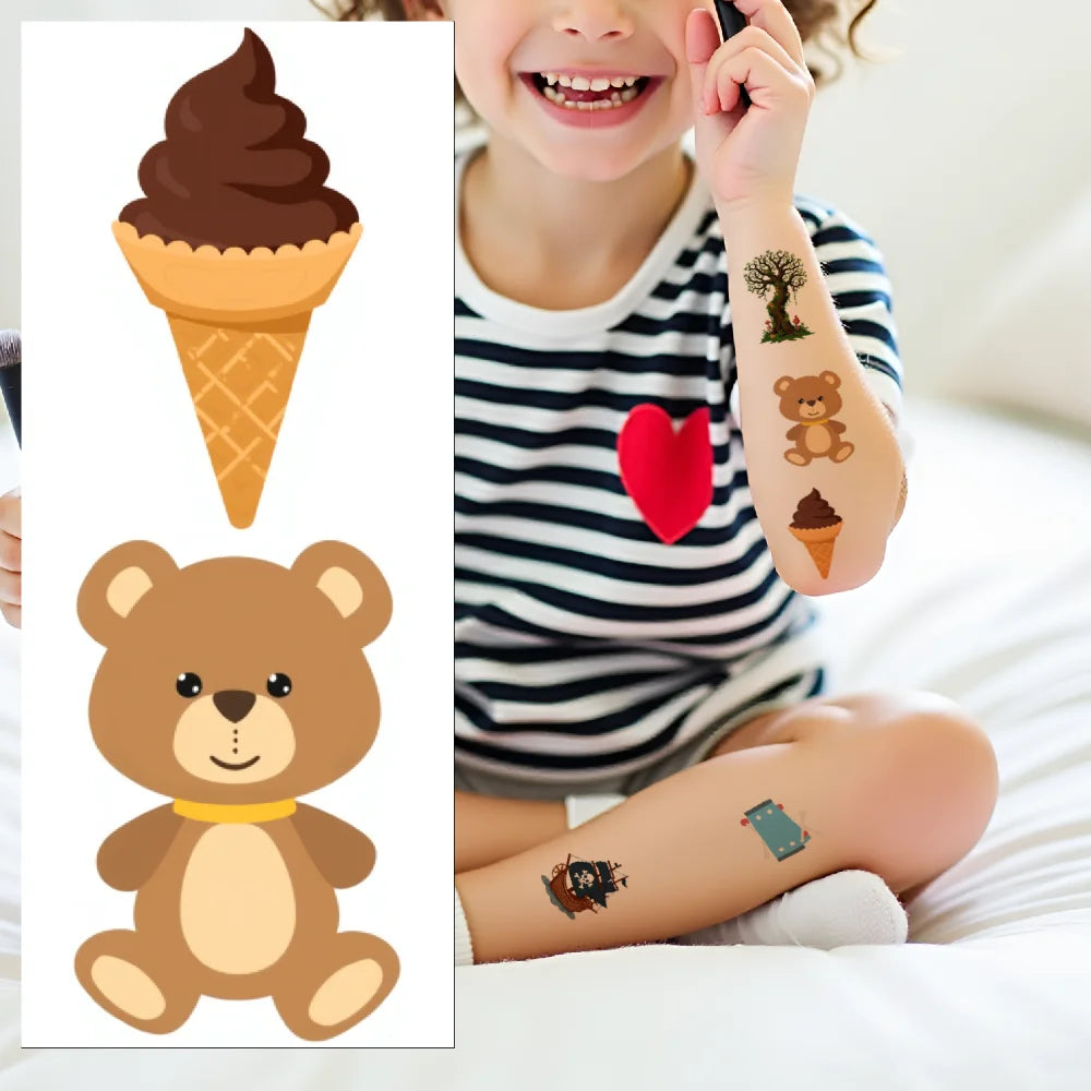 54-Piece Kids Temporary Tattoo Stickers – Cartoon Fun Designs