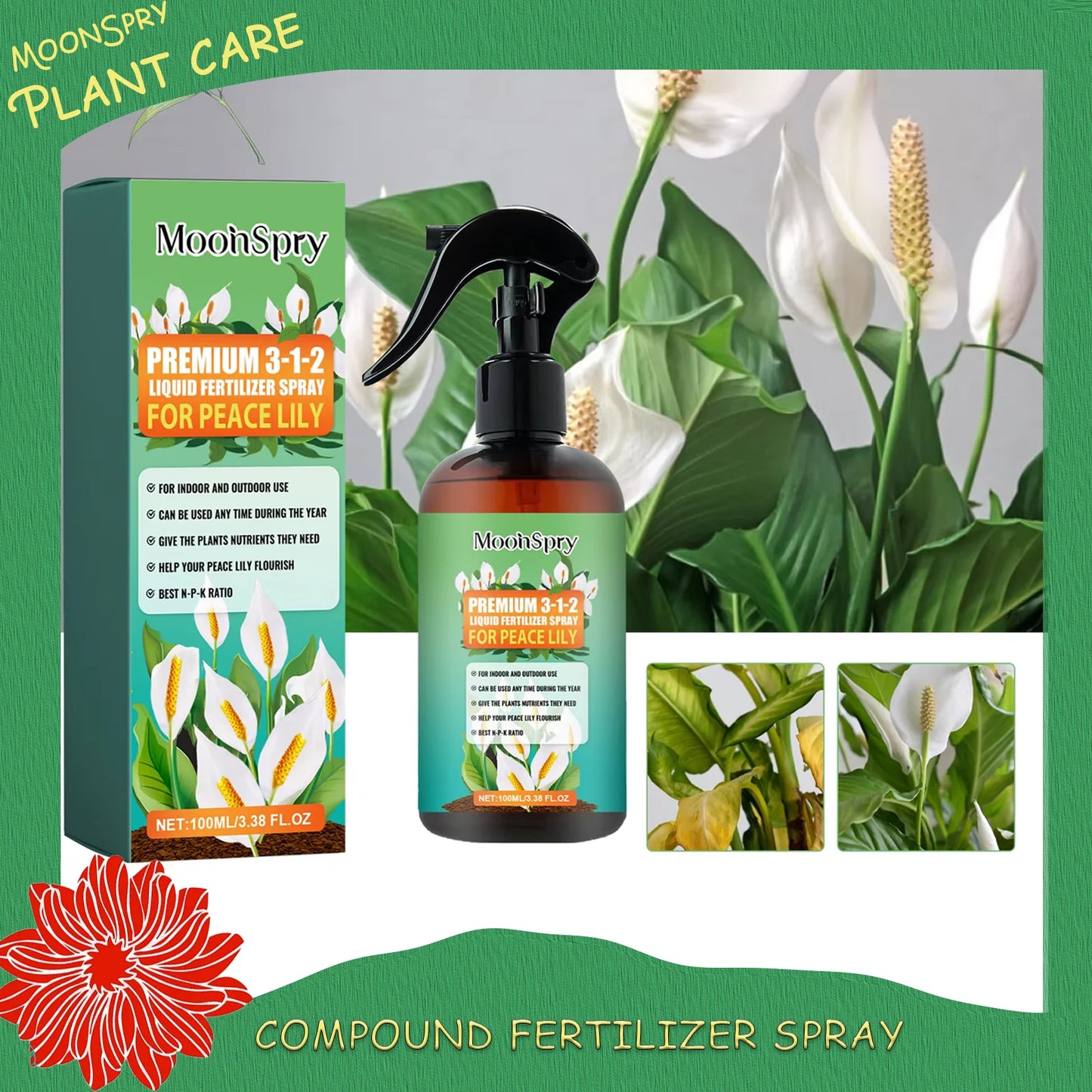MOONSPRY Rooting Booster Liquid Fertilizer | Hydroponic Plants
