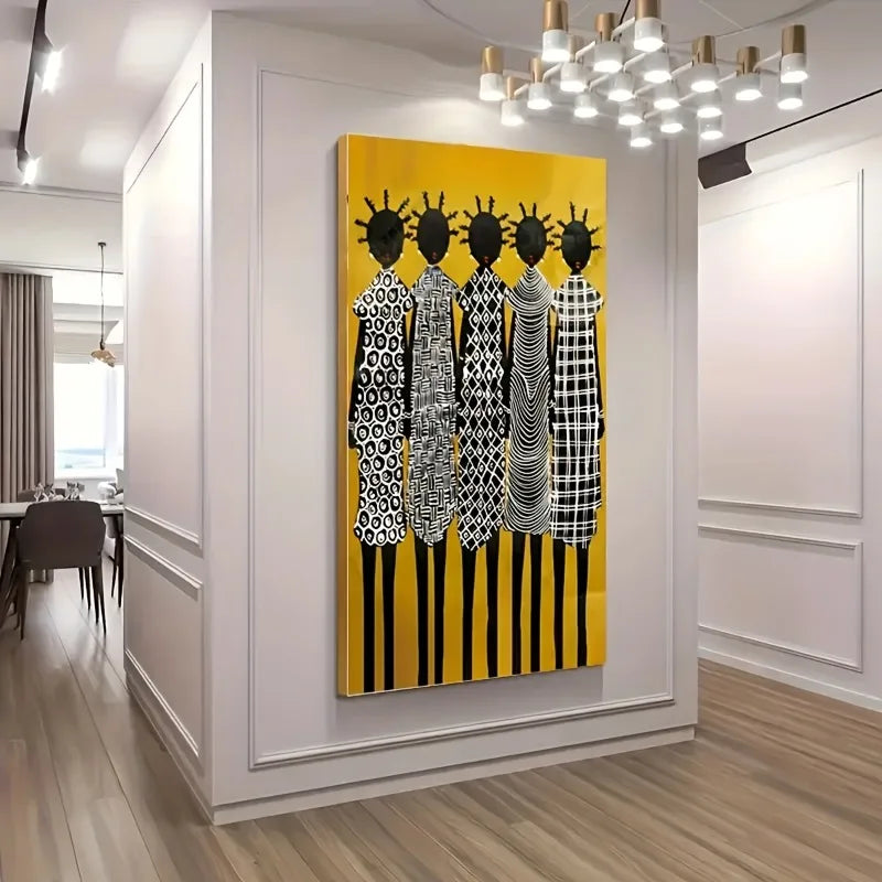 1pc Modern African Tribal Black Female Canvas Art Print, Frameless Large Wall Decor Poster for Living Room and Bedroom Peaceful Pleasures Health and Wellness