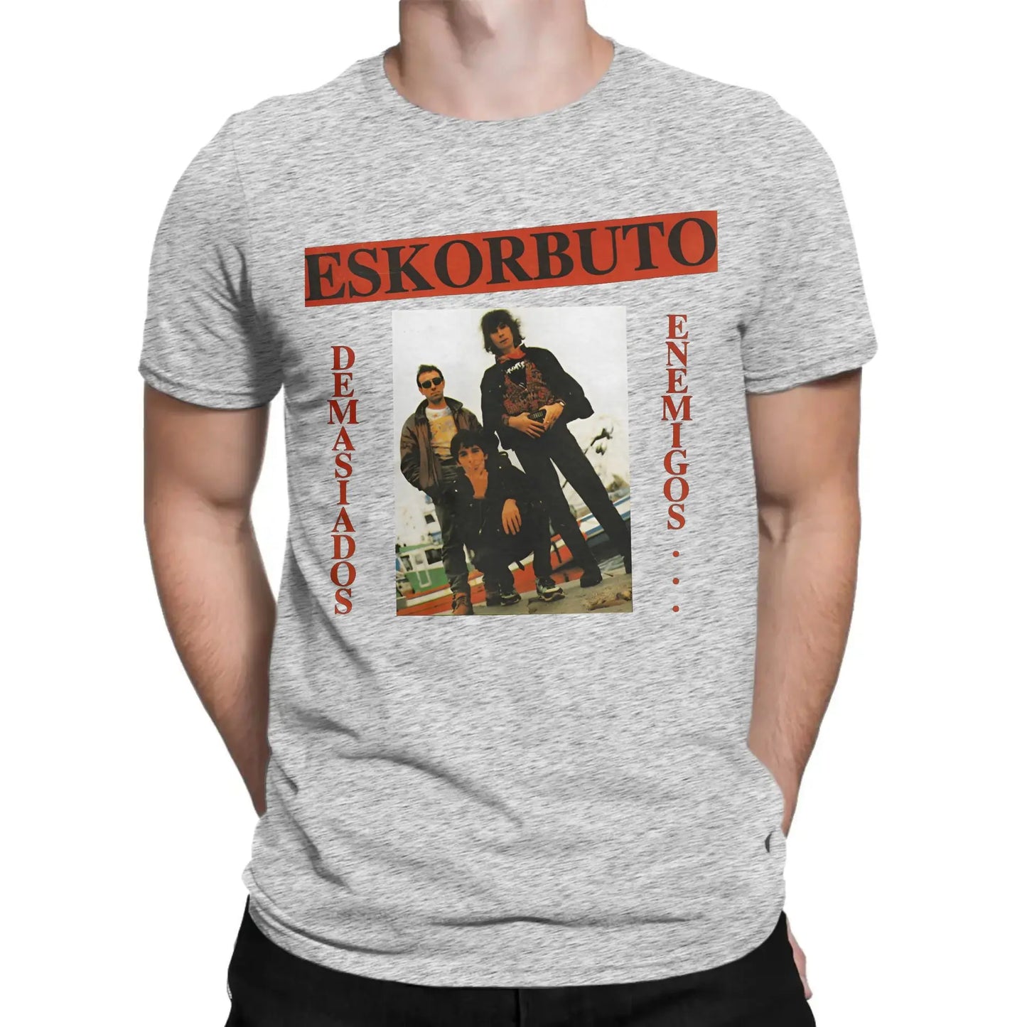 Eskorbuto T-Shirt for Men Band Fashion Pure Cotton Tee Shirt Crew Neck Short Sleeve T Shirt Graphic Printed Clothing Peaceful Pleasures Health and Wellness GRAY S